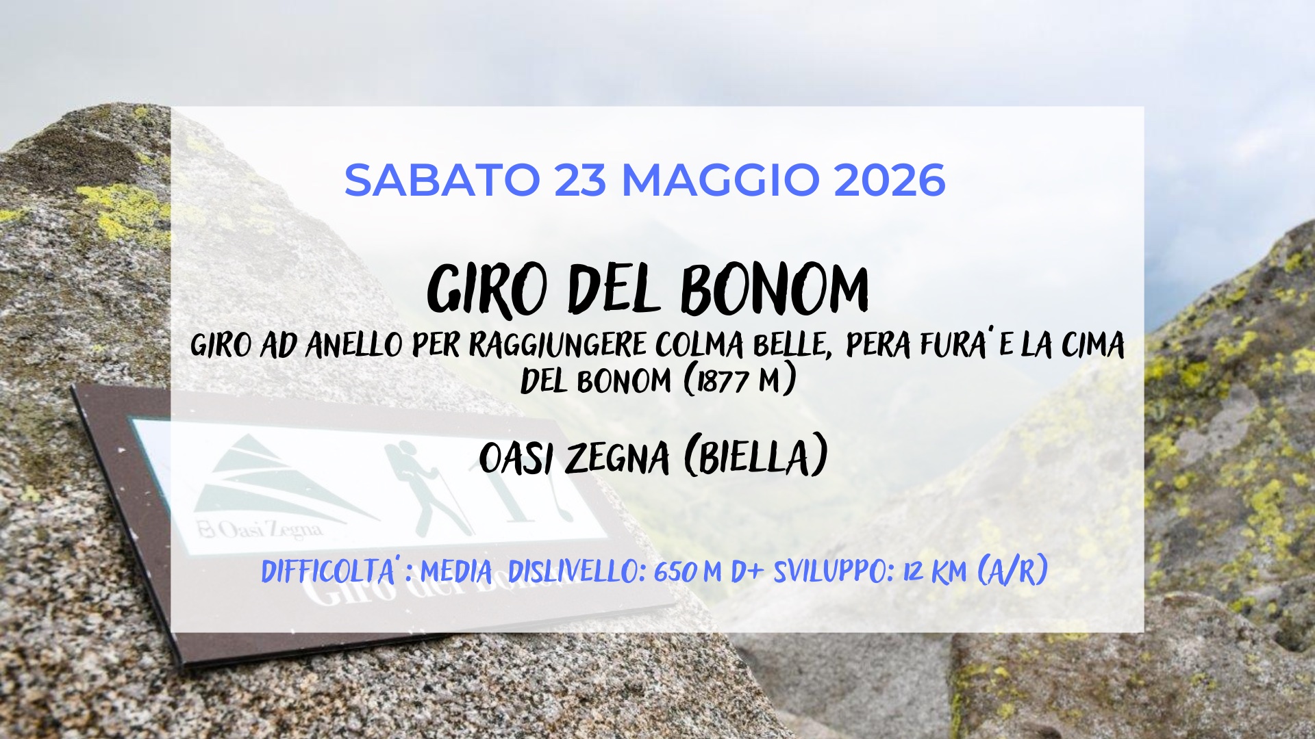 SABATO 23 MAGGIO 2026: IL GIRO DEL BONOM IN OASI ZEGNA