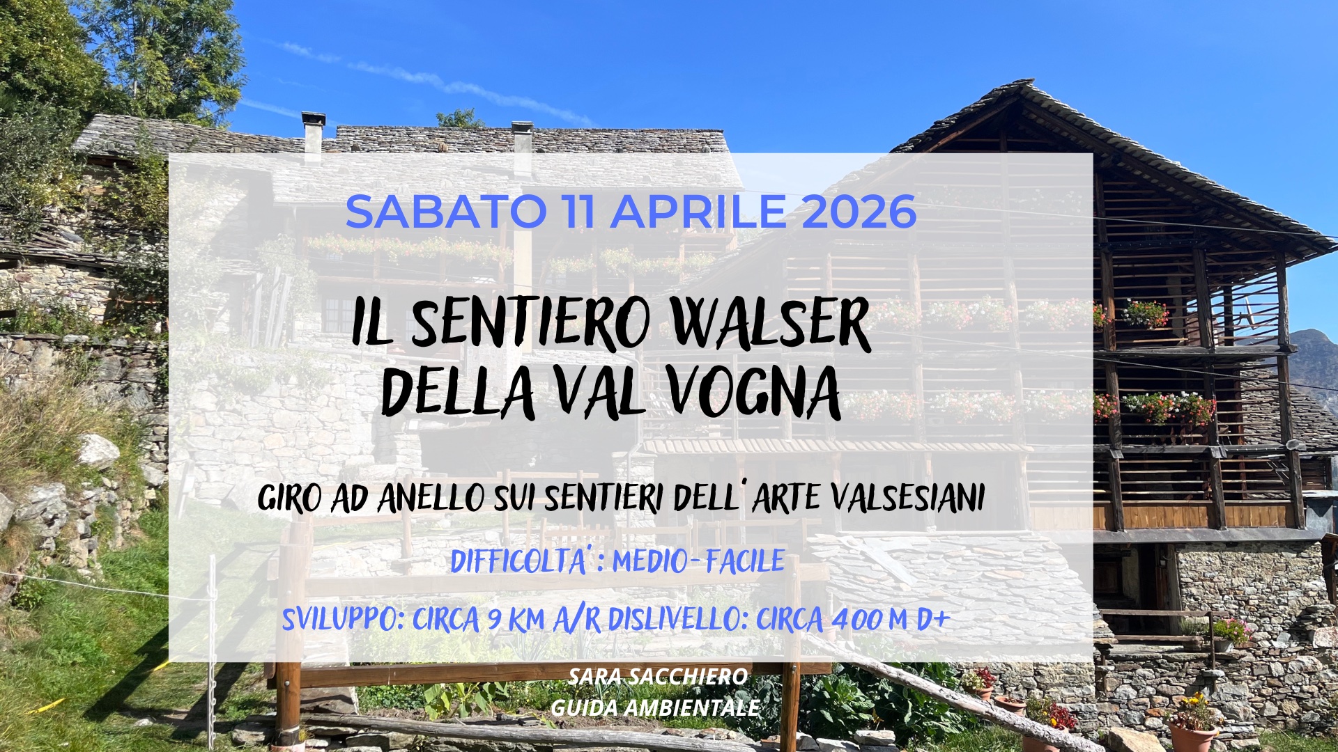 11 APRILE 2026: IL SENTIERO DELL’ARTE IN VAL VOGNA