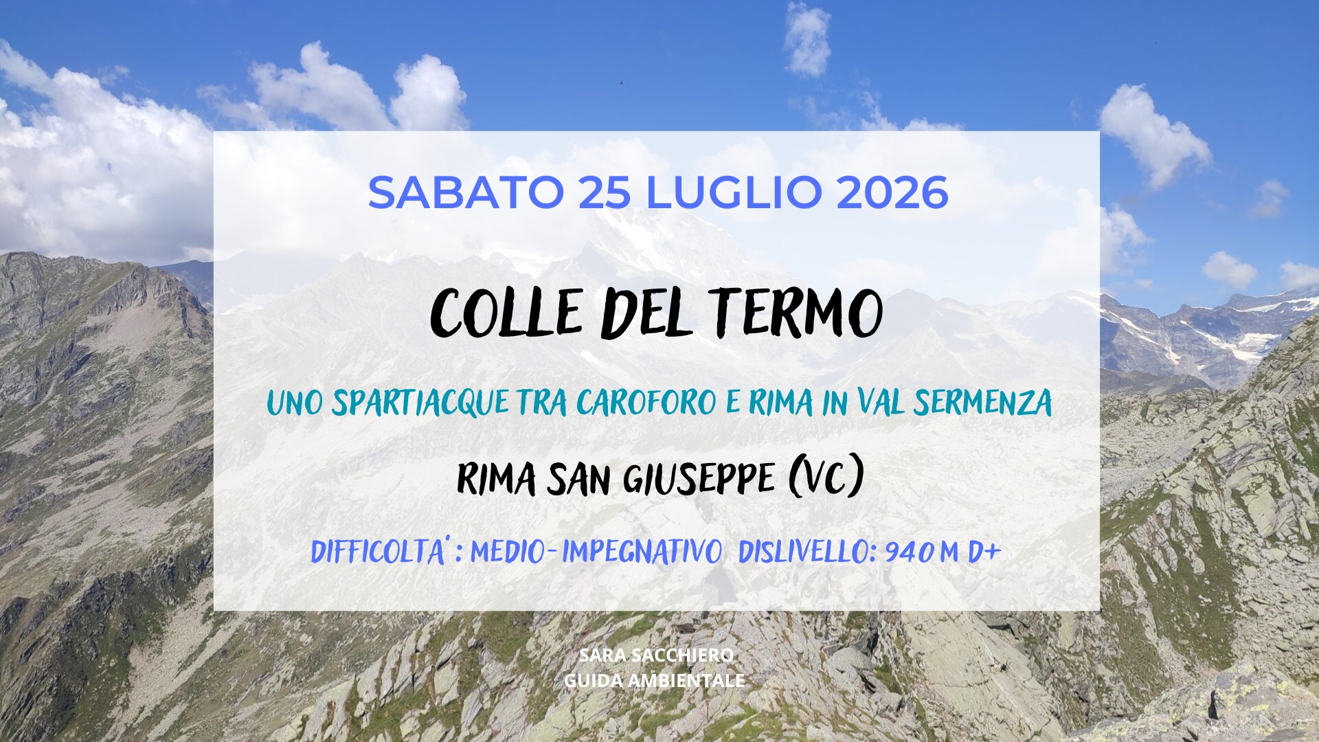 25 LUGLIO 2026: AL COLLE DEL TERMO DA RIMA SAN GIUSEPPE
