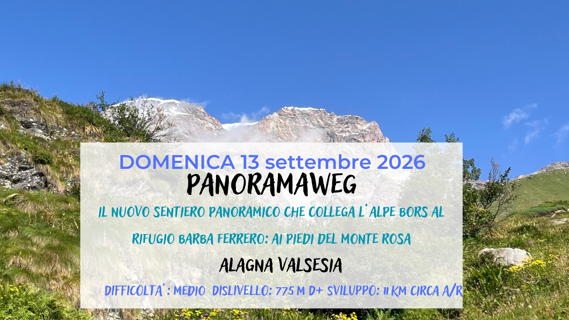 13 SETTEMBRE 2026: PANORAMAWEG ALAGNA VALSESIA