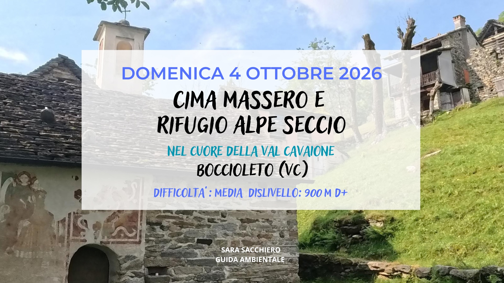 4 OTTOBRE 2026: CIMA MASSERO E RIFUGIO LA BAITA IN VAL CAVAIONE